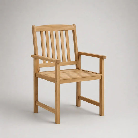 Gartenstuhl mit Armlehnen aus massivem Akazienholz, Naturbraun, 56 × 58 × 89 cm