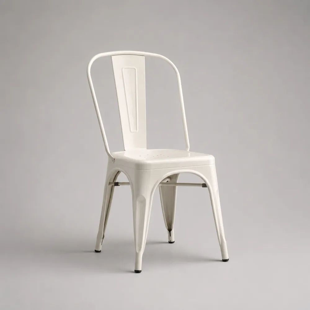 Esszimmerstuhl aus pulverbeschichtetem Stahl mit Rückenlehne, Weiß/Schwarz, 44 × 51 × 85 cm