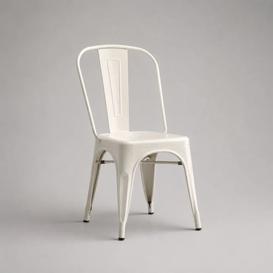 Esszimmerstuhl aus pulverbeschichtetem Stahl mit Rückenlehne, Weiß/Schwarz, 44 × 51 × 85 cm